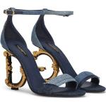 Sandali larghezza E blu numero 37 di pelle patchwork con punta aperta con cinturino Dolce&Gabbana Dolce 