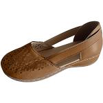 Sandali incrociati larghezza E eleganti marroni numero 41 con perline con punta aperta con tacco da 5 cm a 7 cm per Donna 