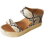 Sandali Donna Summer Open Toe Sandali da Spiaggia Traspiranti Slip-On Straw Casual Wedges Shoes (35,Marrone)