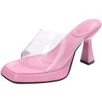 Sandali estivi larghezza E eleganti rosa numero 41 in PVC con punta aperta con allacciatura elasticizzata traspiranti per Donna 