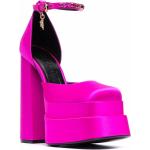 Sandali larghezza E rosa numero 37 in pelle di vitello con punta quadrata con cinturino Versace 
