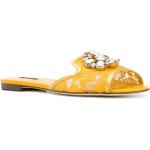 Sandali bassi larghezza A eleganti gialli numero 37 a fiori con punta aperta con allacciatura elasticizzata Dolce&Gabbana Dolce 