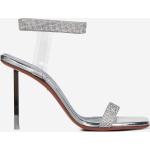 Sandali larghezza E grigi numero 36 in PVC con punta quadrata tacco stiletto con cinturino per Donna Amina Muaddi 