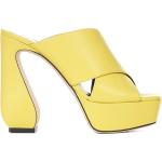 Scarpe estive larghezza E gialle numero 38 di pelle con punta quadrata con tacco sopra i 9 cm tacco scultura per Donna 