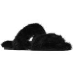 Ciabatte larghezza A nere numero 36 di pelliccia con allacciatura elasticizzata Saint Laurent Paris 