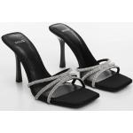 Sandali gioiello larghezza A neri numero 41 in poliestere con tacco da 7cm a 9 cm per festa per Donna Mango 