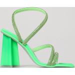 Sandali gioiello larghezza E scontati verdi numero 39 in tessuto all over con strass con punta quadrata per Donna Chiara Ferragni 
