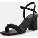 Sandali larghezza E neri in poliuretano con punta quadrata con tacco da 7cm a 9 cm con cinturino per Donna Guess 