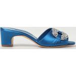 Sandali gioiello larghezza E blu numero 35 di raso per Donna Manolo Blahnik 