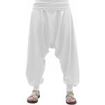 Pantaloni etnici bianchi XXL taglie comode di cotone da yoga per Donna 