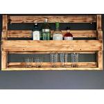 Scaffale in legno per whisky - con portabicchieri - fiammato - stile industriale - pronto per il montaggio - bar a muro - scaffale in legno per whisky