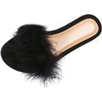 Pantofole eleganti nere numero 41 in pelle di camoscio con borchie antiscivolo a stivaletto per Donna 