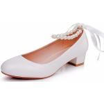 Sandali gioiello eleganti bianchi numero 34,5 con punta rotonda per matrimonio per Donna Generic 