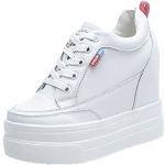 Sneakers larghezza E casual bianche numero 38,5 con stringhe traspiranti platform per Donna 