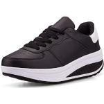 Sneakers larghezza E casual nere numero 37 di pelle antiscivolo platform per Donna 