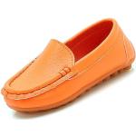 Sneakers larghezza E casual arancioni numero 32 di pelle con glitter chiusura velcro tacco a blocco con plantare morbido platform per bambini Generic 