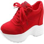 Sneakers larghezza E casual rosse numero 38,5 traspiranti platform per Donna 