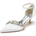 Sandali gioiello larghezza A eleganti bianchi numero 43 taglie comode di raso con strass con fibbie per matrimonio per Donna 