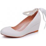 Sandali gioiello larghezza A eleganti bianchi numero 34,5 con punta rotonda con tacco da 5 cm a 7 cm tacco a zeppa per matrimonio per Donna Generic 