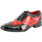 Scarpe da uomo eleganti con lacci, stile italiano a due tonalità e coda di rondine, Nero (Black/ Red (Shiny)), 7 UK