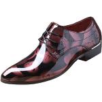 Scarpe Derby da uomo in vernice floreale con lacci scarpe da lavoro formali a punta lucida piatta in ecopelle, Fiore rosso., 43.5 EU