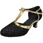 Sandali eleganti neri numero 36 con strass con punta aperta con stringhe traspiranti per cerimonia con zeppa per Donna 