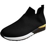 Sneakers larghezza E casual nere numero 42 con paillettes con stringhe impermeabili platform per Donna Generic 