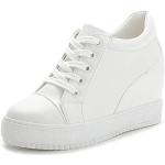 Sneakers larghezza E eleganti bianche numero 35 con stringhe platform per Donna 