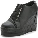 Sneakers larghezza E casual nere numero 39 con stringhe platform per Donna 