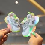 Sneakers larghezza E nere in mesh patchwork led per bambini 
