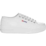 Sneakers larghezza E bianche numero 38 di cotone con stringhe con tacco da 3 cm a 5 cm traspiranti platform per bambini Superga 