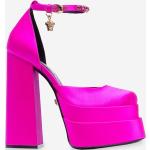 Sandali larghezza E rosa numero 37,5 di raso con punta quadrata con fibbie con cinturino per Donna Versace 