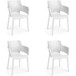 Sedie moderne bianche in resina con braccioli 4 pezzi di design 