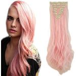 Extension rosa chiaro naturali per capelli sintetici a clip 