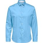 Camicie stretch scontate blu S di cotone Bio sostenibili per Uomo SELECTED 