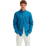 Camicie scontate blu XXL taglie comode di cotone lavabili in lavatrice con manica lunga per Uomo SELECTED 