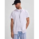 Camicie scontate bianche XL di cotone tinta unita Bio mezza manica per Uomo SELECTED 