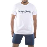 SERGE BLANCO Pigiama Uomo Cotone 100%, Set Maglietta e Pantaloni Corti Uomo, Morbido e Confortevole, Bianco, Taglie M