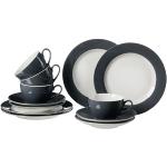 MÄSER 9314021 Serie Niara - Set di piatti moderni per 6 persone, in stile  vintage, 12 pezzi, in ceramica, grigio e nero, gres 