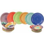 Servizi piatti multicolore in gres 18 pezzi per 6 persone 