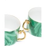 Tazze verdi di porcellana 2 pezzi con piattino L'Objet 