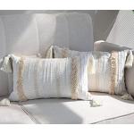 Set di 2 federe per cuscino in macramè, con nappa, 30 x 50 cm, in cotone e lino, decorative, per divano, soggiorno, giardino, stile boho