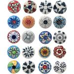 Cassettiere multicolore in ceramica a fiori di design 