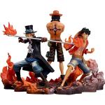 Set di 3 statuette One Piece Luffy, figure anime,