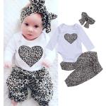Set di completi per fascia per capelli con pantaloni leopardati a maniche lunghe per neonata neonata 0-24 mesi