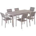 Set di tavolo e sedie da giardino in alluminio e legno sintetico grigio VERNIO