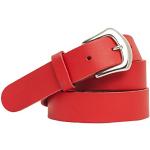 shenky - Cintura in vera pelle - larga 3 cm - rosso - girovita 110 cm = lunghezza totale 125 cm
