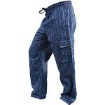 Pantaloni & Pantaloncini hippie blu S taglie comode di cotone a righe per Uomo Shopoholic fashion 