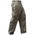 Pantaloni & Pantaloncini scontati hippie verdi 3 XL taglie comode di cotone a righe per Uomo Shopoholic fashion 
