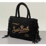 Shopping bags scontate nere in tessuto con frange per Donna MC2 SAINT BARTH 